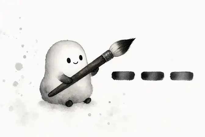 墨と筆で線を描く、漢字でんしゃの世界