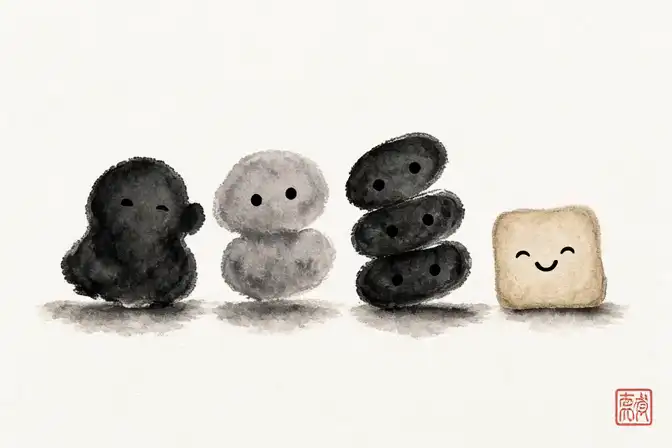 墨で描かれた、漢字でんしゃの なかまたち